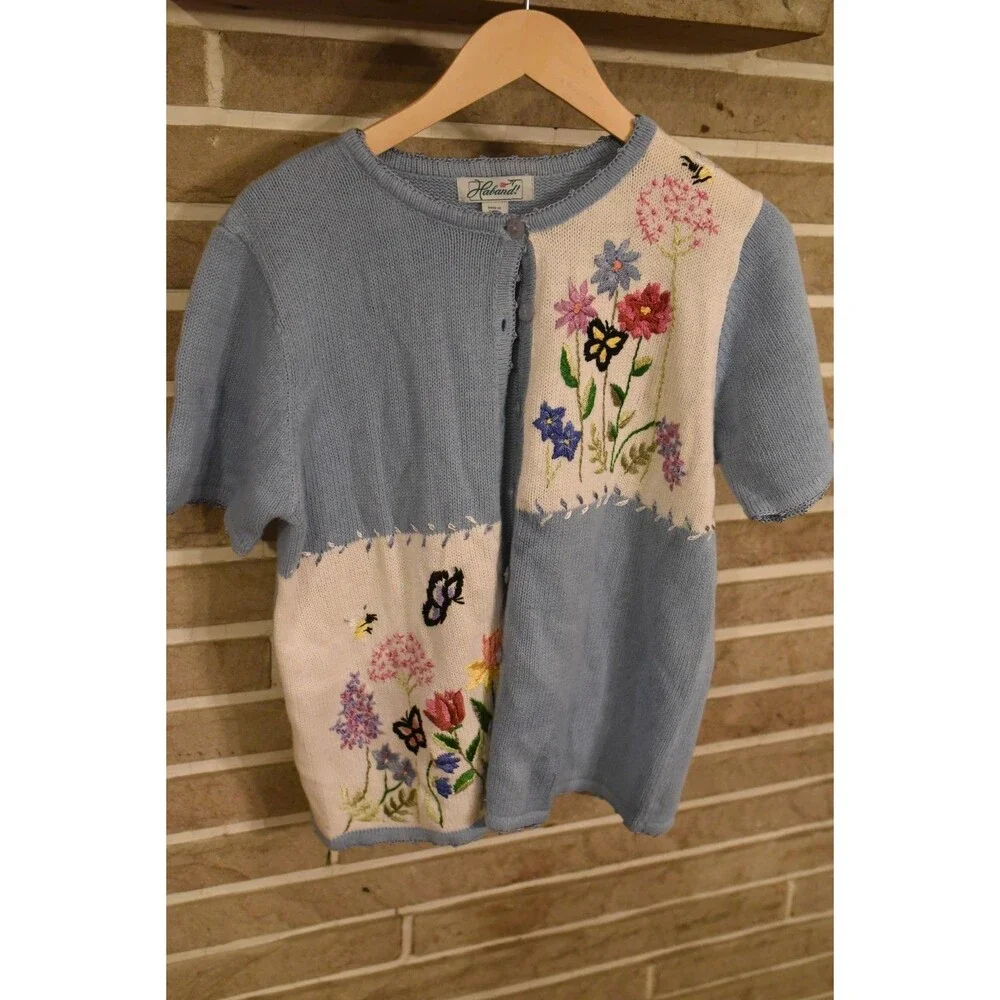 Haband Embroidered Sweater Size Medium Women's Cottagecore floral romantic - Picture 2 of 7